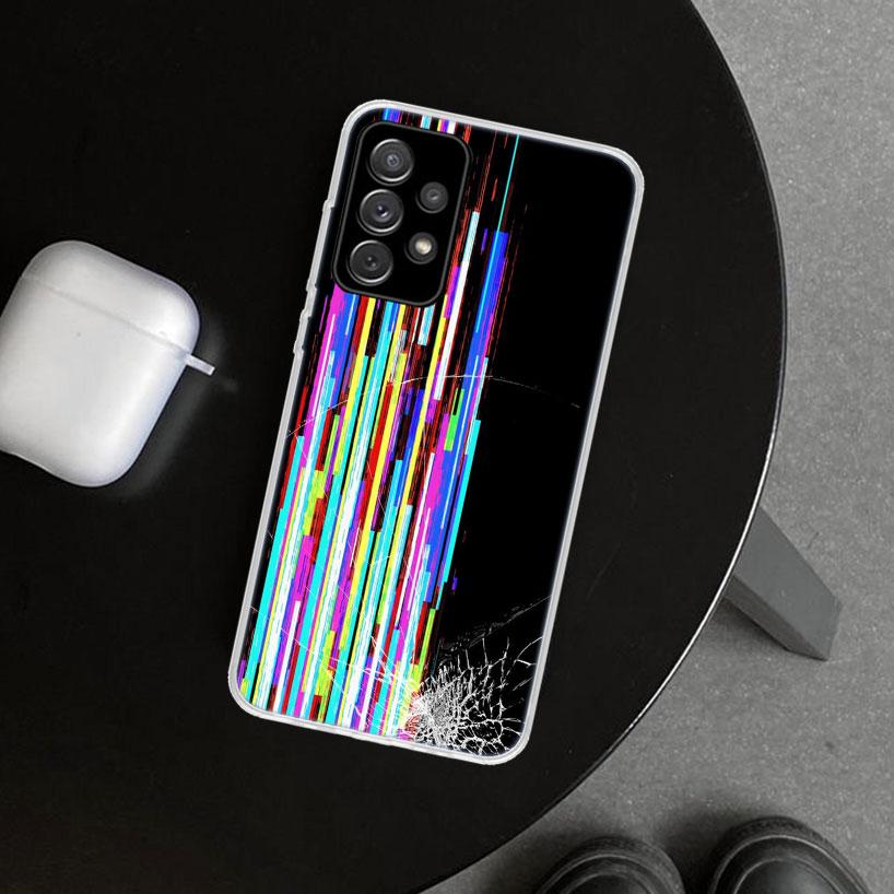 Broken Phone Screen Phone Case Cover for Samsung Galaxy A12 A22 A32 A52 A72 A02S A51 A50S A31 A20S A10S Note 20 Ultra 10 Plus Ga