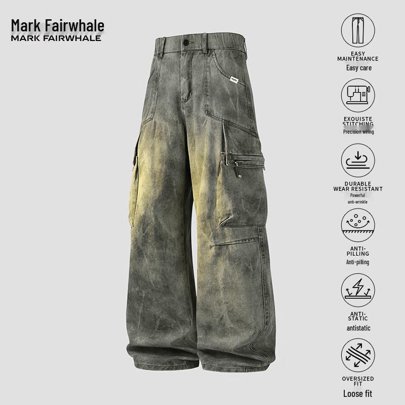 

Mark Fairwhale Men s Loose Straight-Leg Cotton Cargo Pants L