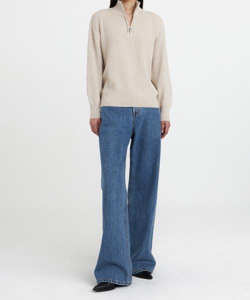 Youth Womens Oversized Half-Zip Knit Ivory/Os