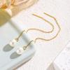 Elegant 14k Gold Tassel Pearl Ear Cuffs - Geometric Dangle Earrings for Women