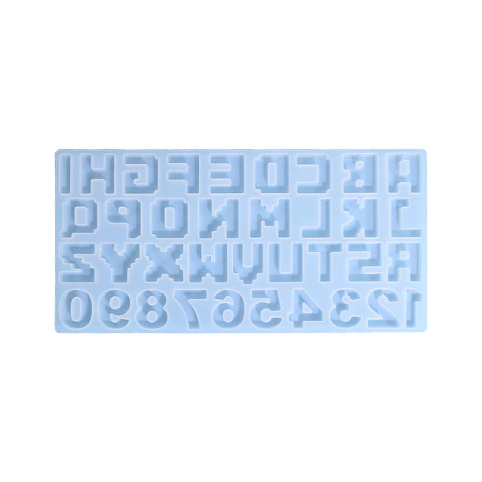 Home DIY Crystal Epoxy Resin Silicone Mold Large Pixel Alphabets Letter Number Casting Soft Multi-Purpose Baking Mould