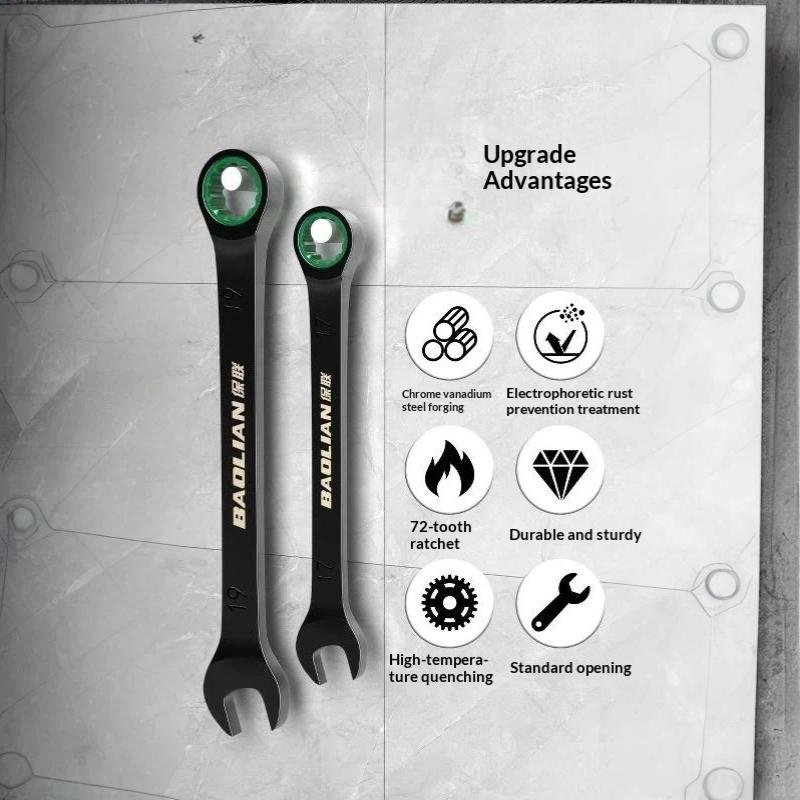 Industrial Ratchet Combination Wrench 72T Two-Way Labor Saving Repair Spanner Lightweight Hand Tool for Household Daily Maintenance