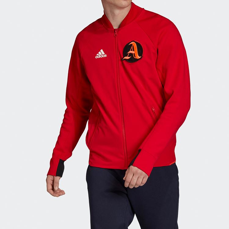 Adidas Colorblock Logo Letter Patch Casual Sports Jacket Men Outerwear Light-Crimson FI4681
