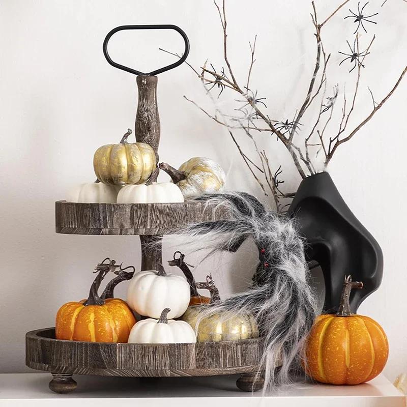 

Double Tray Round Cake, Fruit Display Shelf, Dessert Shelf Afternoon Tea Dessert Shelves for Use Home