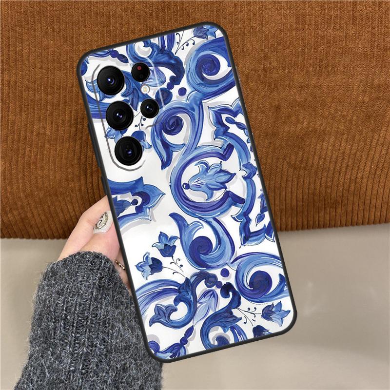 Azulejo Phone Case For Samsung Galaxy S25 Ultra S9 S10 S20 FE S21 S22 S23 Plus S24 Ultra Back Cover