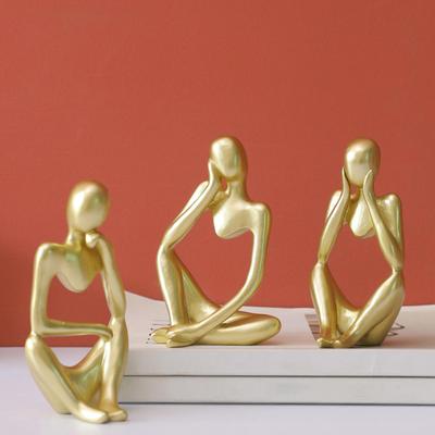 Modern Abstract Statues Sculpture Resin Artistic Thinker Figure Thinking Man Figurines Desktop Decorations Home Office Decor
