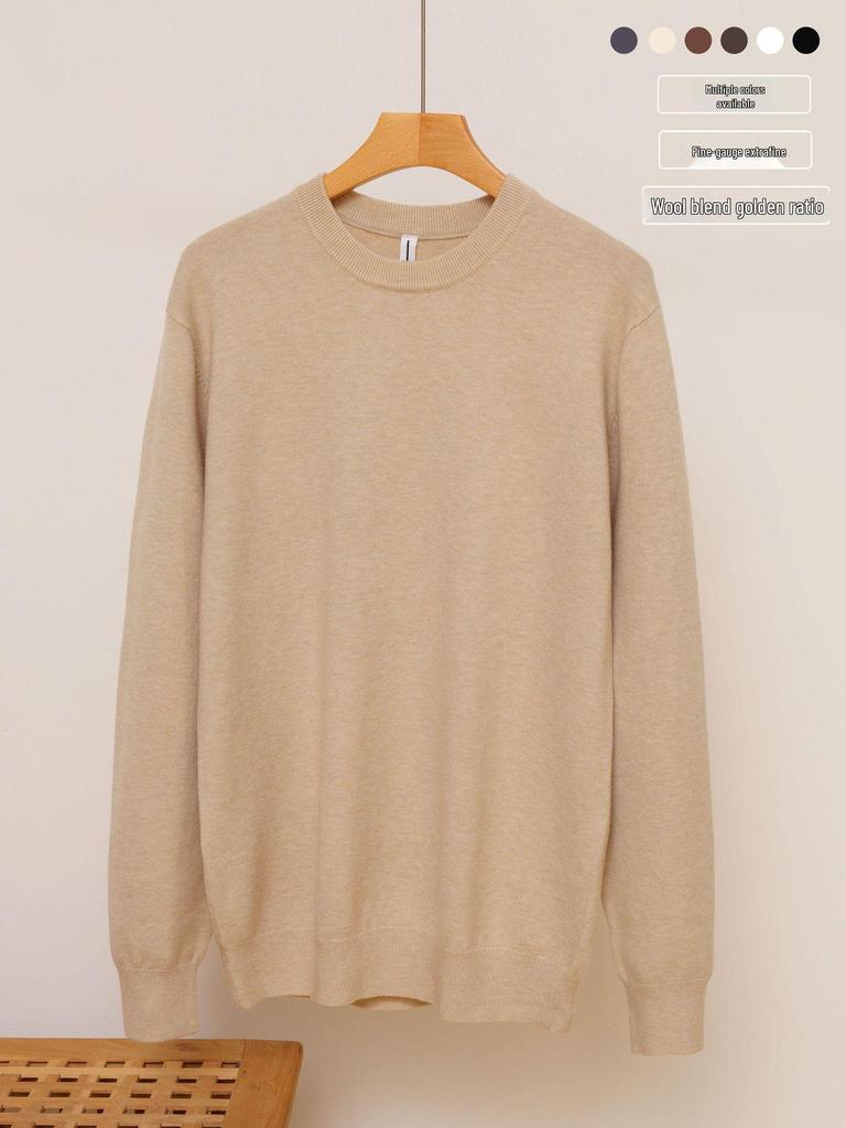 Men's Autumn-Winter Lazy Style Wool Knit Sweater with Round Neck