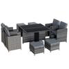 8-Seater Rattan Dining Set Garden Furniture Cushion Seat Woven Rattan Grey
