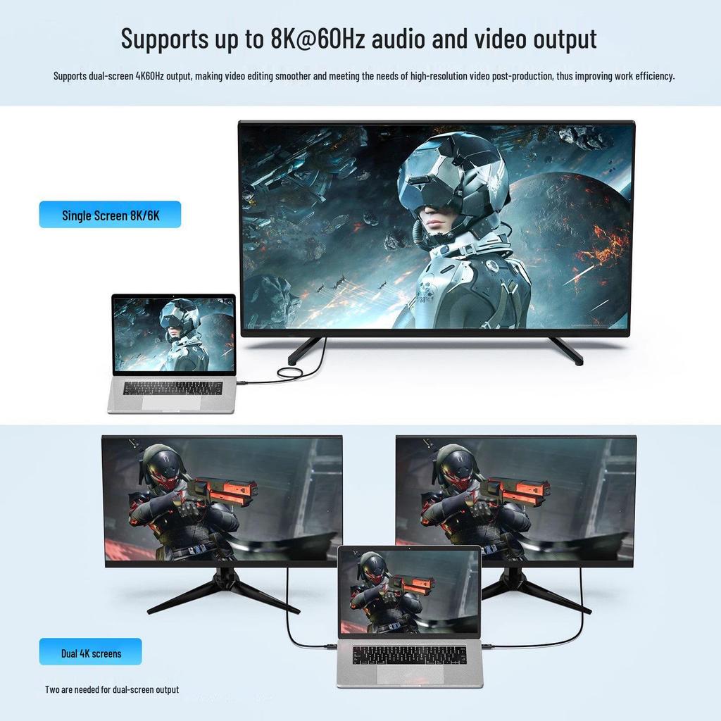 USB4 Thunderbolt 4 High-Definition 8K Kabel, 40G Datenübertragung, 240W Dual Typ-C, Versilbertes Koaxialkabel