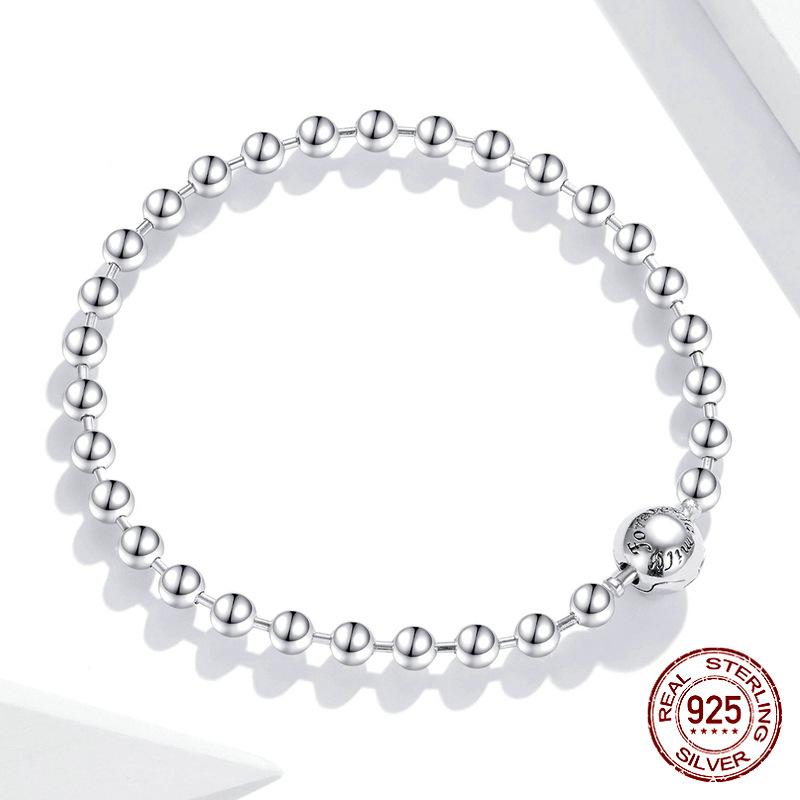 Nový náramek S925 Sterling Silver s kuličkami pro muže a ženy, evropský a americký jednoduchý styl, platinové šperky na ruce