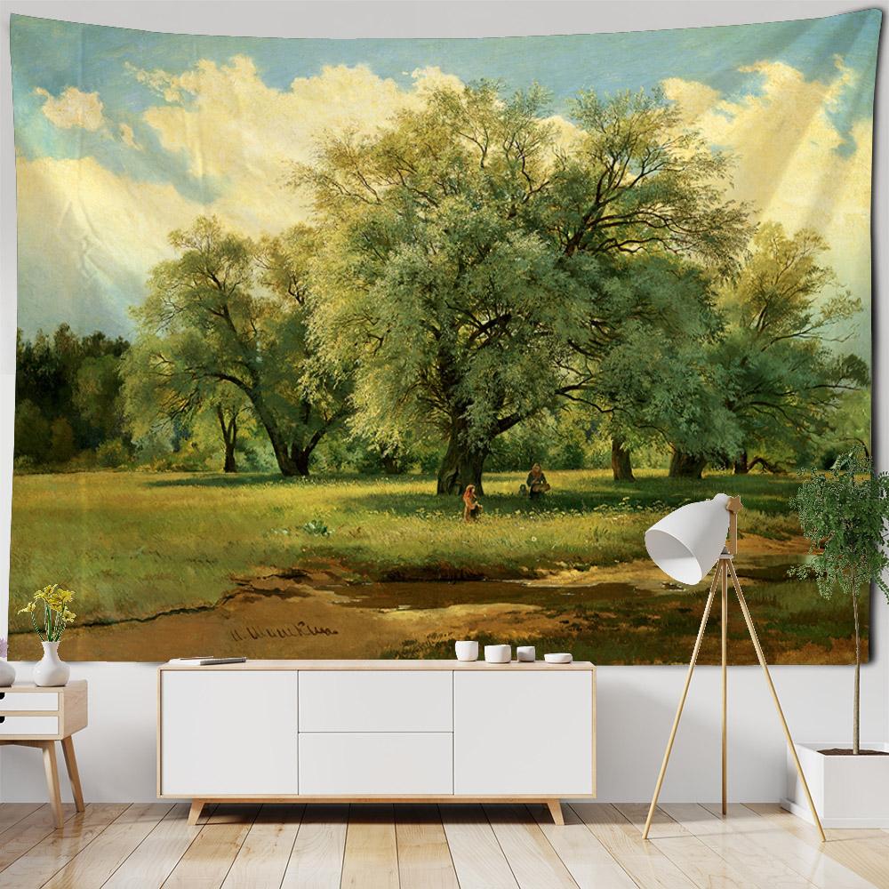 Bellissimo Arazzo Paesaggio Forestale Decorazione Murale per Camera da Letto Soggiorno Tessuto di Sfondo, Murale in Tessuto Estetica Hippie