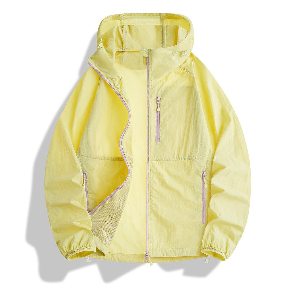 Summer Sunscreen Clothing Lightweight Casual Color Contrast Outdoor Long-sleeved Thin Cool Breathable Cycling Hooded Sunscreen Clothing
