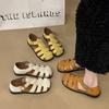 Soft-soled French retro woven bag head sandals women's fashion 2025 summer fairy wind flat-soled pregnant women Roman shoes tide