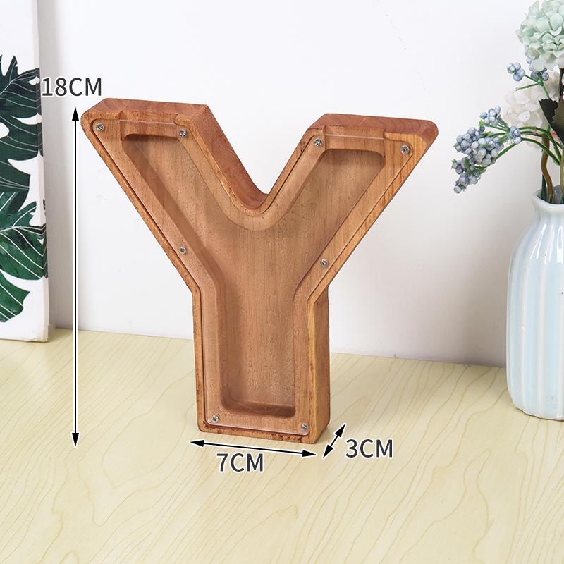 Alphabet Wooden & Acrylic Piggy Bank for Kids - Transparent Animal Design