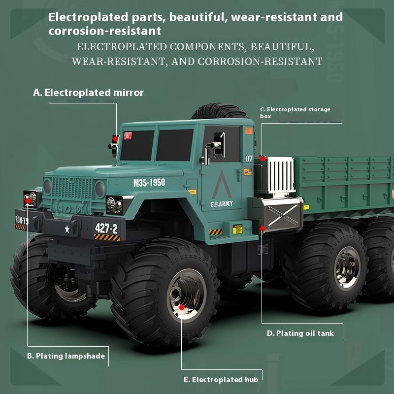 New Product Simulation Military Six Wheeled Truck Remote Control Four-Wheel Drive Off-Road Climbing Heavy Transport Truck Model