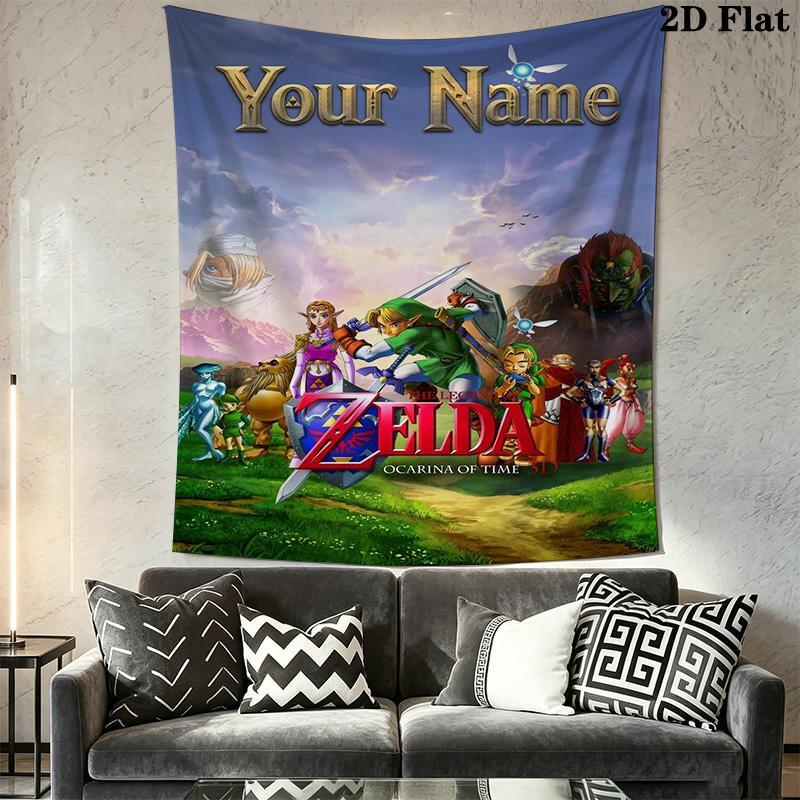 Name Custom Game Legend of Zelda Wall Tapestry Aesthetic Wall Hanging Printed Fabric Blanket Decorative Tapestries for Bedroom Living Room Home Decor