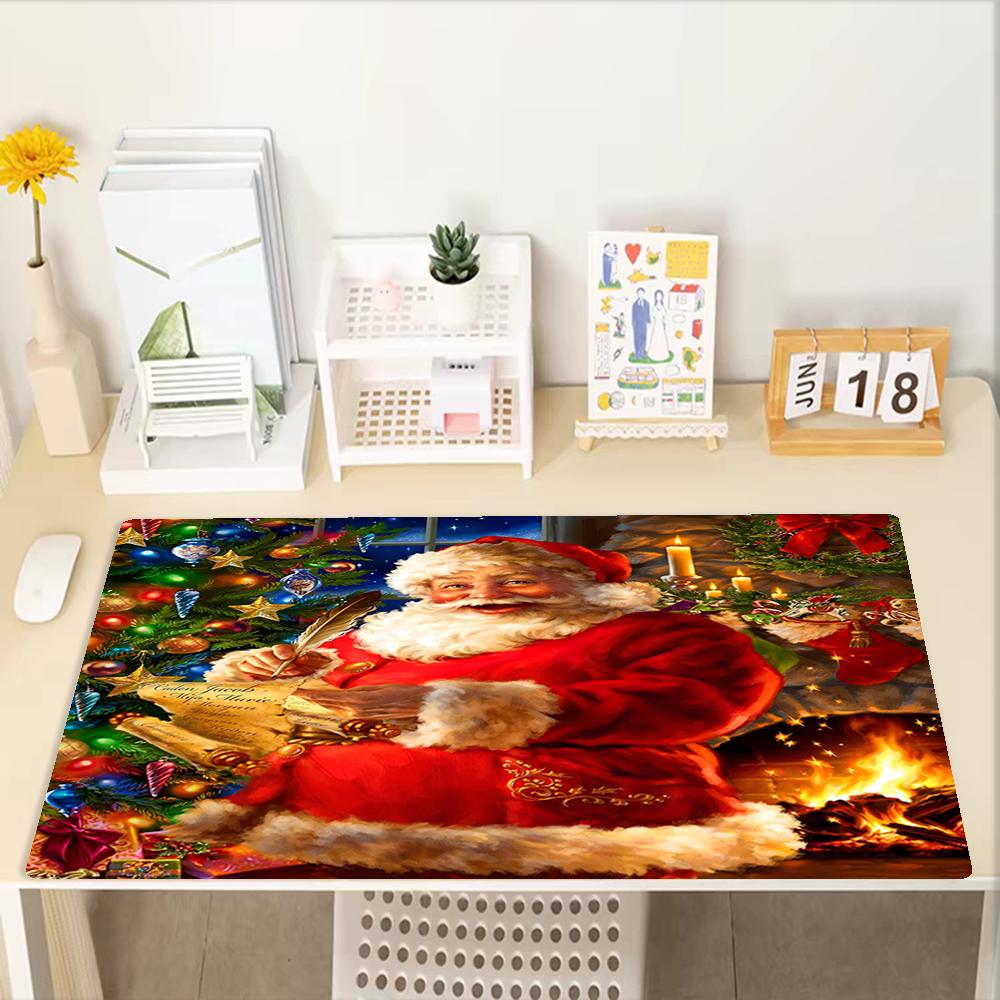Christmas Santa Claus Theme Mouse Pad, Non Slip Rubber Base, Multifunctional Office & Home Decor, Perfect for Workspace Personalization.