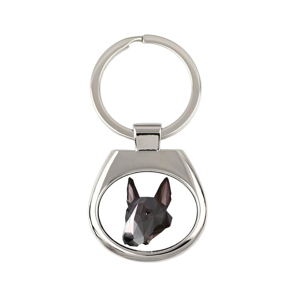 Bull Terrier, Bully - Geometric Keychain with a Photo and the Inscription Art-Dog