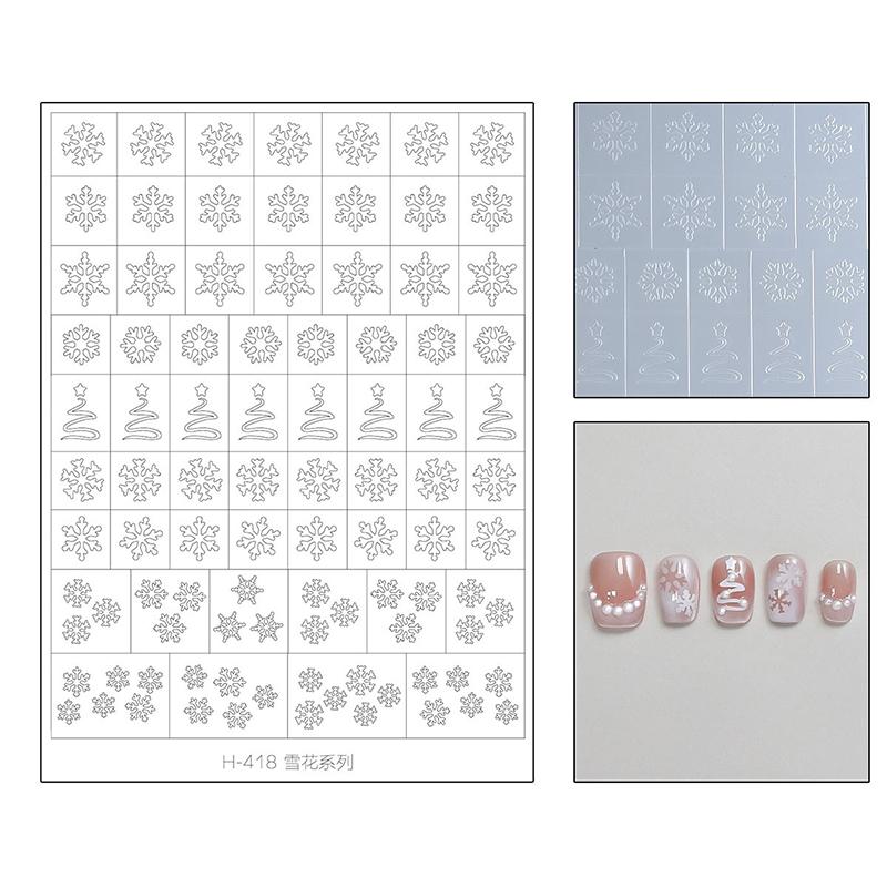 

Fully Transparent Hollow Fireworks Nail Stickers Spray Painting Stencil Christmas Tree Snowflake Pattern Patting Adhesive Tool H418