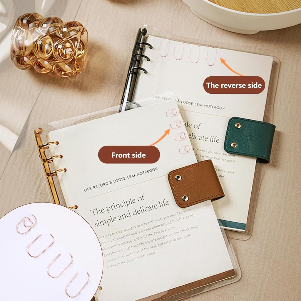 400PCS Rose Gold Paper Clips, Cute Decorative Mini Heart Shaped Paper Clips