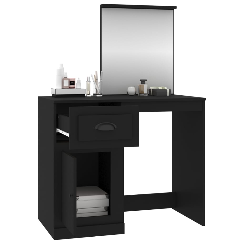 Dressing Tables Dressing Table With Mirror Black 90X50x132.5 Cm Engineered Wood