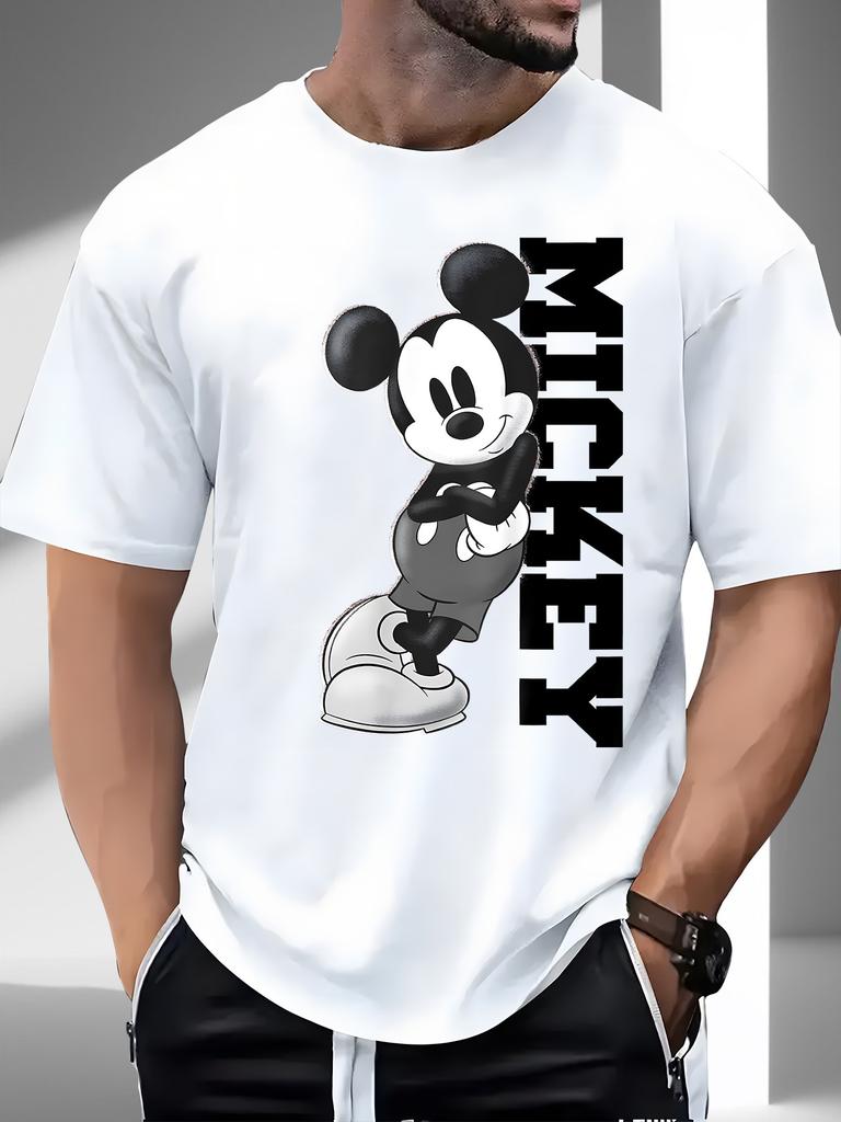 Disney Mickey Kreslené Originální Tištěné Bavlněné Tričko 2026 Pánské a Dámské Letní Nové Street Trend Ležérní Volné S Krátkým Rukávem