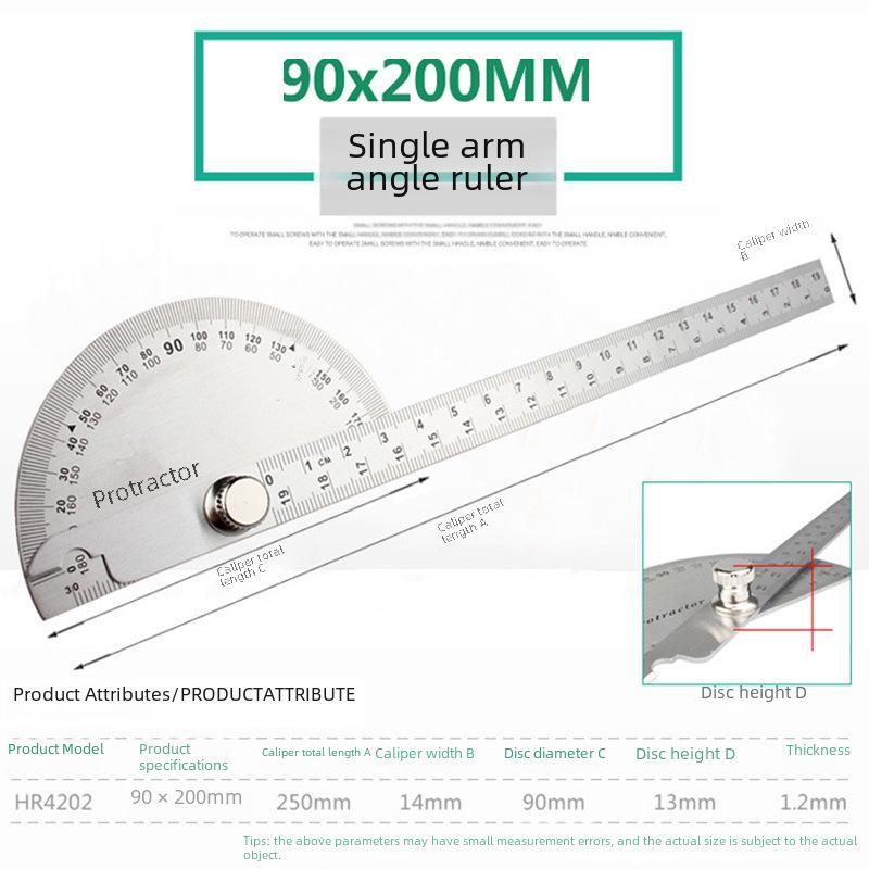 Universal 180° Stålvinkelmätare: Multifunktionell Rörlig Vinkelmätningslinjal
