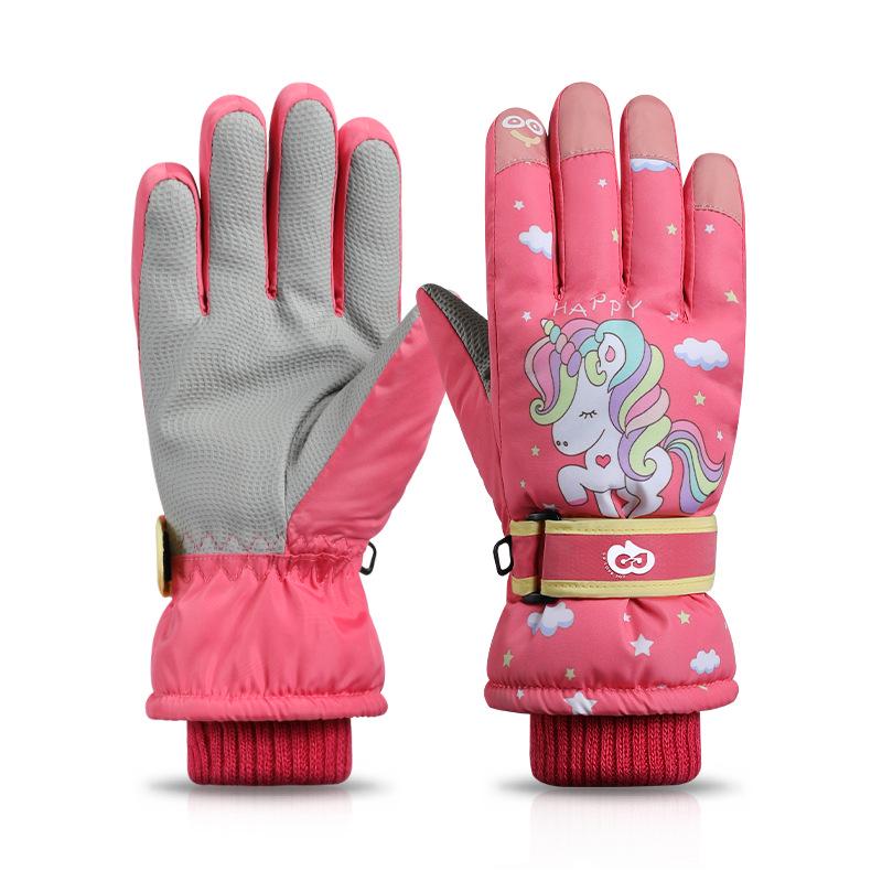 Kids' Waterproof Ski Gloves - Fleece Lined, Thickened Cotton for Winter Play