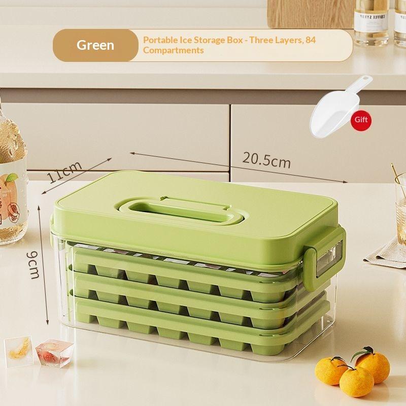 84-Grid Ice Cube Tray with Lid BPA Free Stackable Safe Ice Mold for DIY Iced Coffee  Summer Party зелёный