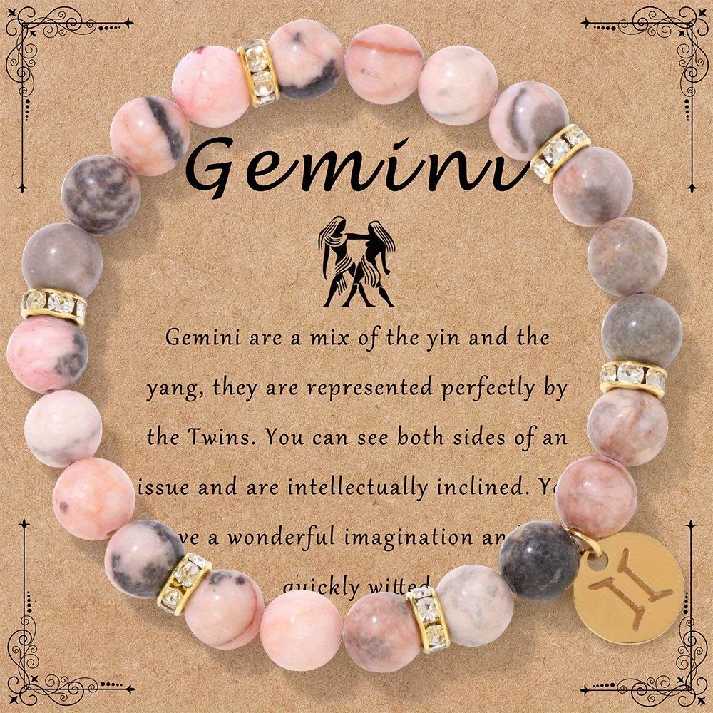 Festive Gifts Constellation Crystal Beaded Bracelet Set With Gold Zodiac Charms Minimalist Fashion Jewelry Suitable For Daily Wear And Gifting