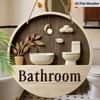 2D Flat Wooden Contemporary Bathroom Sign, 7.87inches Retro Decorative Hanging Ornament, Home Toilet Wall Art /tabletop Decor