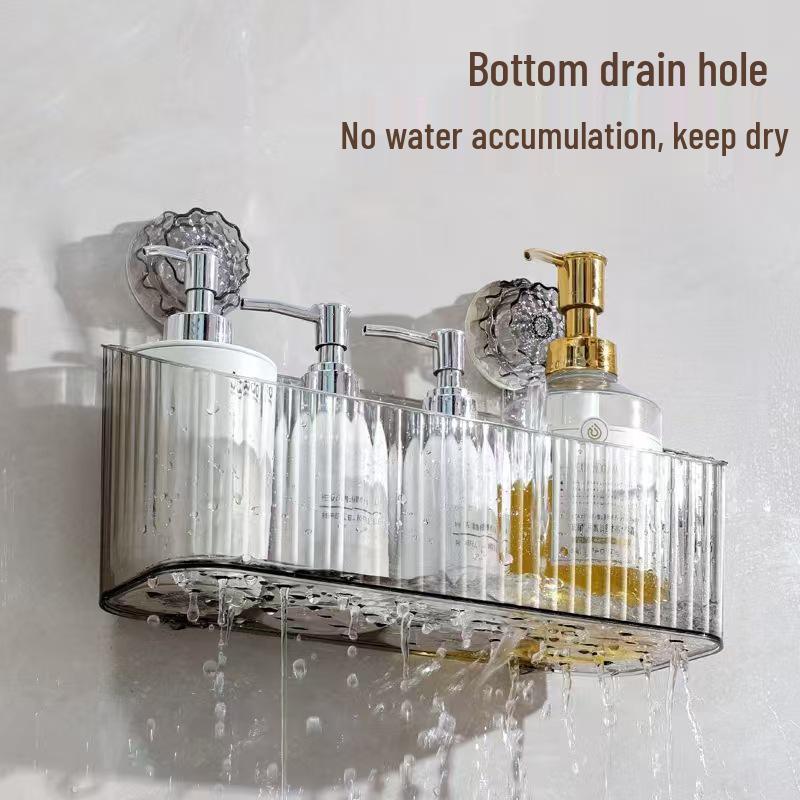 Punch-Free Suction Cup Wall-Mounted Bathroom Storage Rack