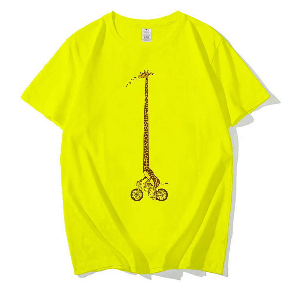 

Funny men t shirt giraffe Ride Bicycle Classic tshirt Long giraffe Bike Ride print t-shirt male streetwear tops 4XL