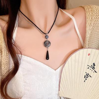 Chinesische Retro-Friedensschnalle Quasten Halskette - Hochwertige Zen-Schlüsselbein Kette für Damen