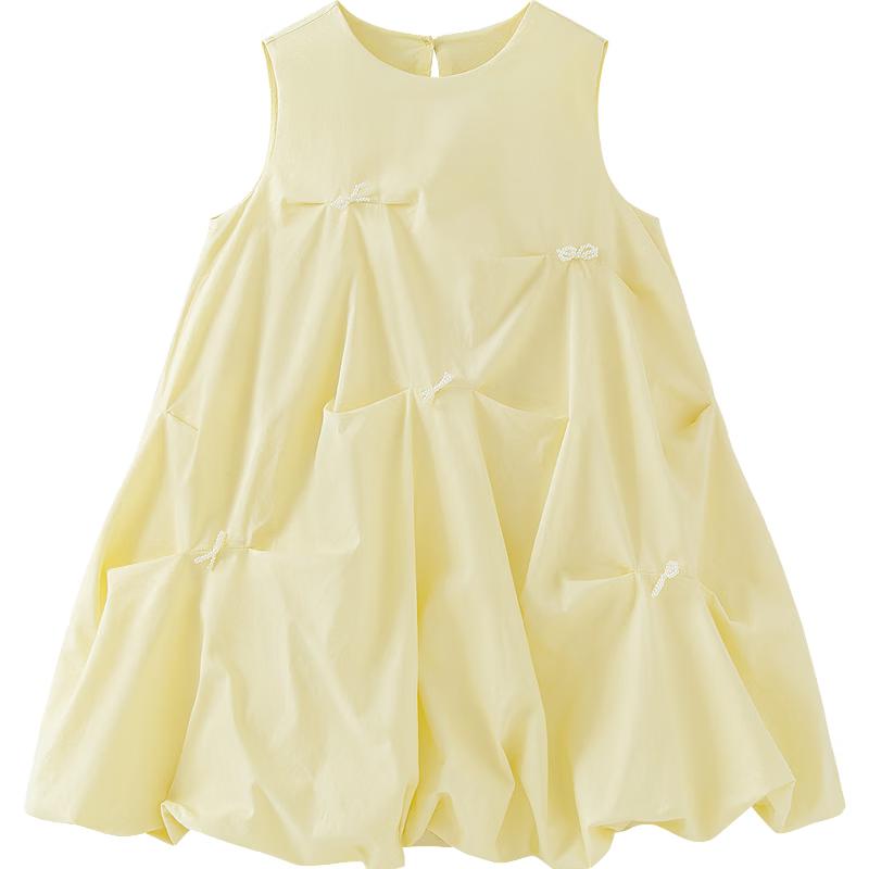 Minibala Girls' Pure Cotton Bowknot A-Line Vest Dress