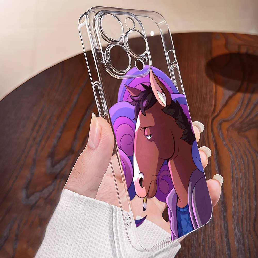 

B-BoJack Cartoon Horseman Transparent TPU Case For IPhone 17 16 15 14 13 12 11 Pro Max Plus Mini Soft Shell iPhone 11
