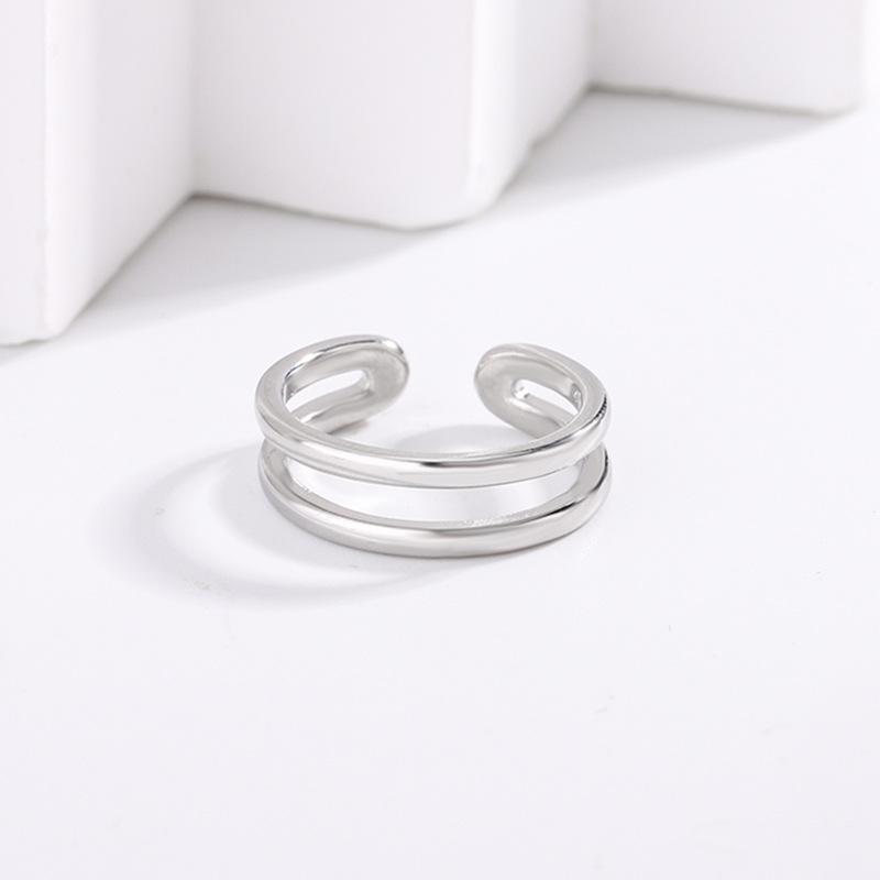 925 Silver Geometry Double-Layer Adjustable Vintage Women's Rings Beautiful Luxury High Quality Jewelry Accessories Jewellery