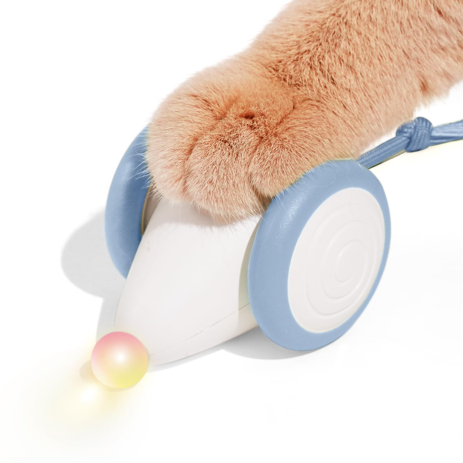 

Cheerble Cat Toy with Rope Tail and Illuminated Nose Button, 2 Modes, 200mAh Type-C Rechargeable, Fast Play, Solitaire Play, Stress Reliever, Blue