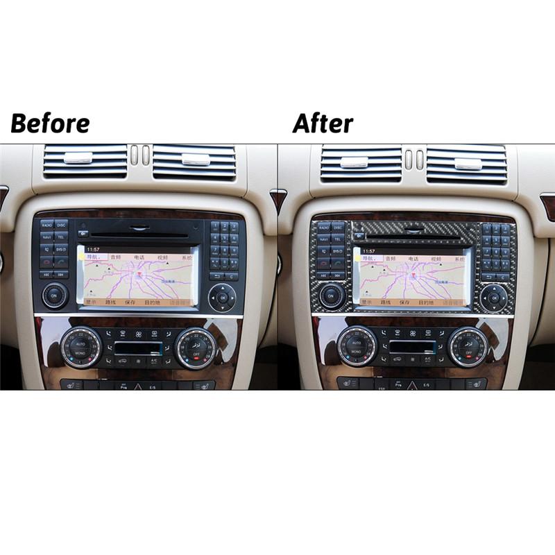 Kohlefaser Auto Mittelkonsole CD-Player Radio Rahmen Verkleidung Aufkleber für Mercedes R-Klasse 2009-2012 Innenraum Zubehör