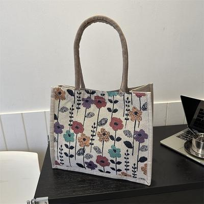 Einfache Mode Große Kapazität Einkaufstasche Pflanze Blumen Einfache Casual Schultertasche Trend Pendler Tasche Frauen