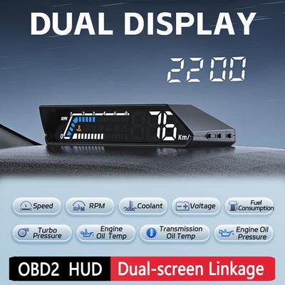 Digital HUD Transmission Oil Temperature Monitoring ODB Multifunctional Car Instrument Overspeed Alarm Digital Speedometer
