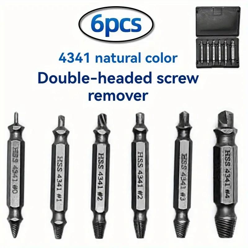 

6 шт. экстрактор HSS с двойной головкой, отвертка для удаления зубьев, отвертка-бита, набор инструментов для сломанной проволоки