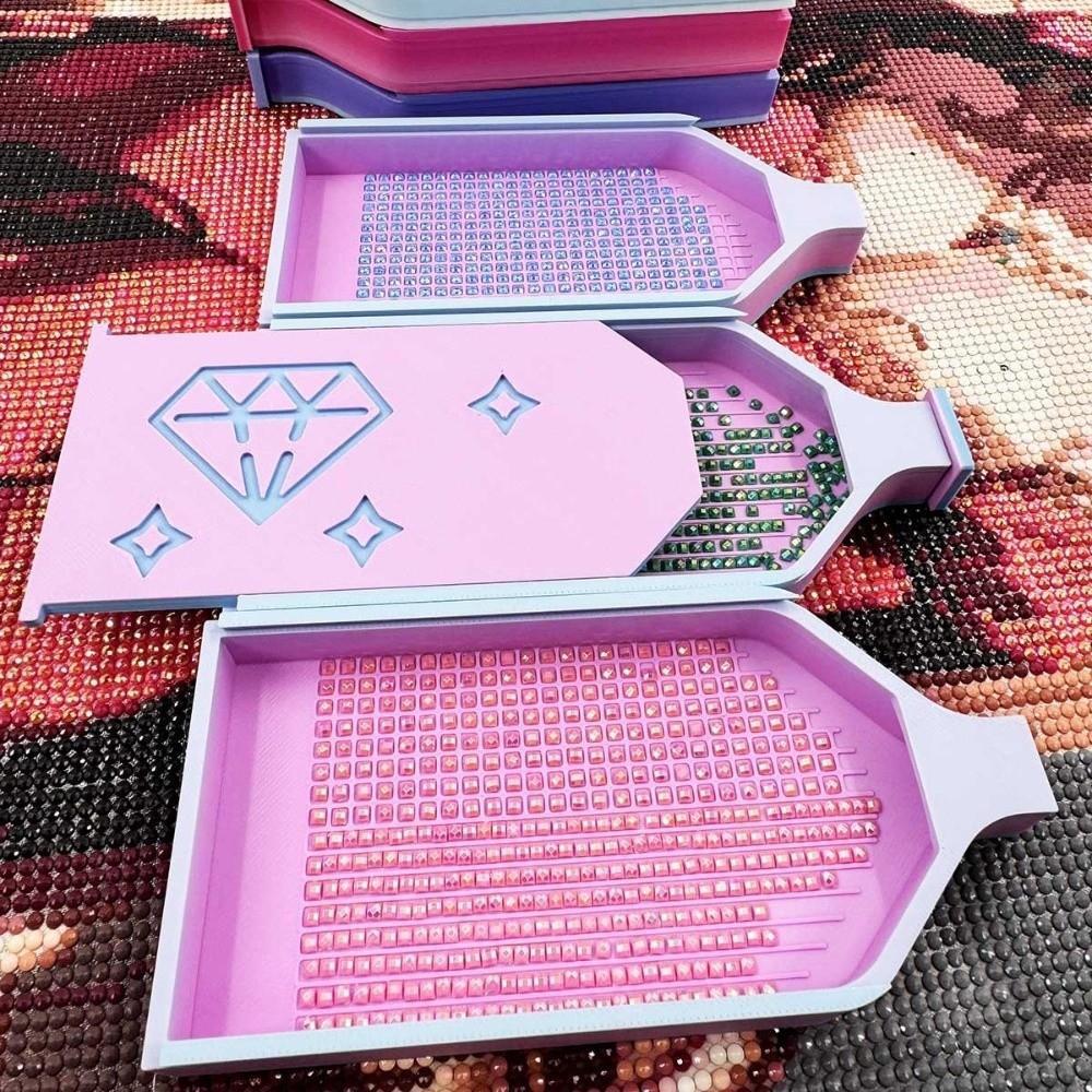 DIY Craft Diamond Painting Tray Kits Multi-Color Embroidery Large Diamond Painting Tray With Lid Glitter Art Dot Drill Tray
