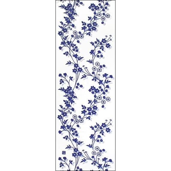 Someno Anbo Tenugui "Tsuru Hana Kon" - Hand-dyed 100% Cotton, Tokuoka Fabric, Made in Japan, 35cm x 100cm, Japanese-Western Fusion, Modern Pattern,