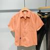 Top a Maniche Corte Camicie Moda Collo a Revers Semplice Comodo Versatile Vendita Tinta Unita Bottoni Tasche Abbigliamento da Uomo