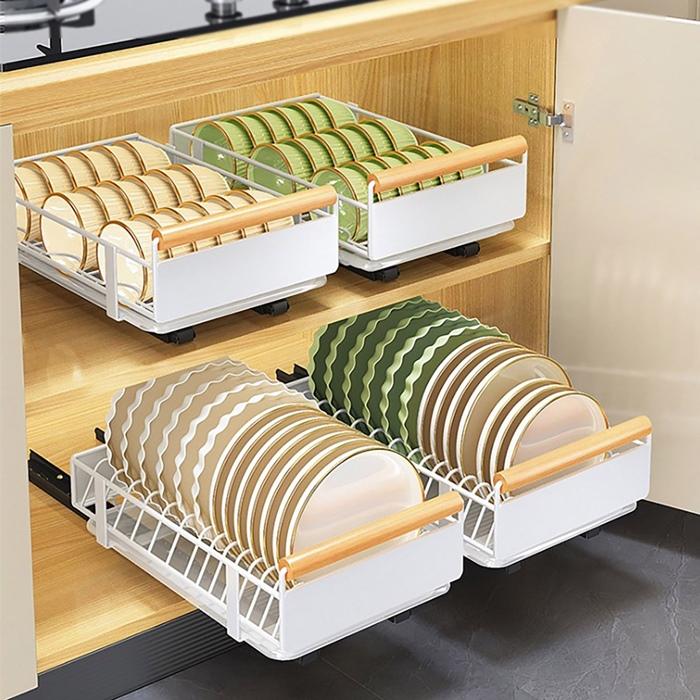 Basket Drawer Pull-Out for Cabinet with Drainer Organizer 41x26x13cm