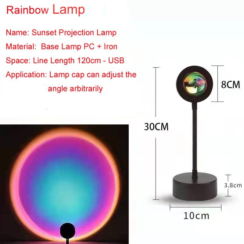 USB Sunset Rainbow Projector Atmosphere LED Night Light Home Coffee Shop Live Background Wall Decoration Projection Table Lamp
