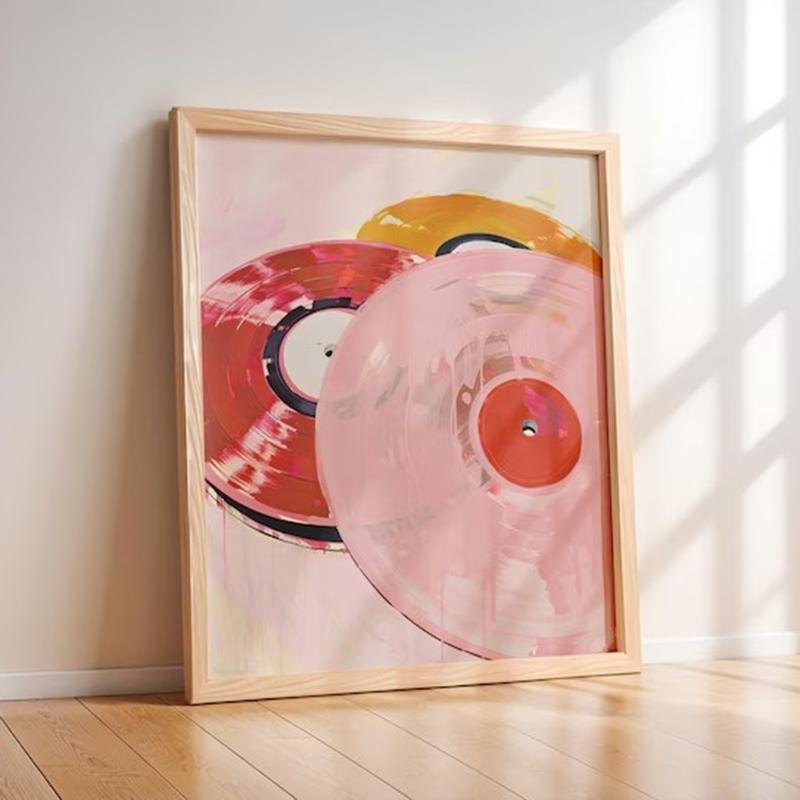

Vintage Trendy Pink Blue Vinyl Records Posters and Prints Canvas Printing Music Wall Art Picture for Living Room Home Decor Gift 21X30CMNo Framed