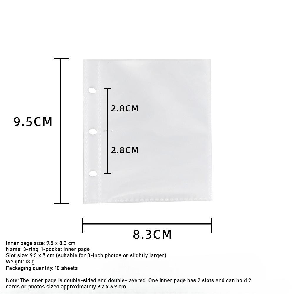 10pcs Laser A8 Photo Album Refill Pages Loose Leaf Binder Replacement 3 Inch One Grid Card Storage Inner Pages