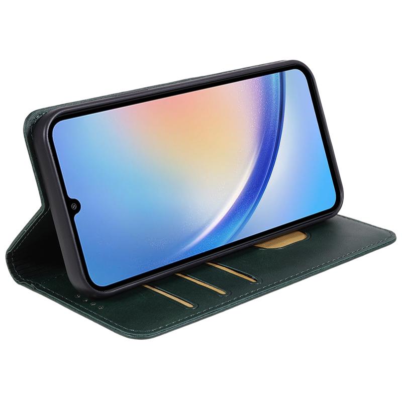 For Samsung Galaxy A56 5G Case Strong Magnetic PU Leather Phone Cover Calf Texture